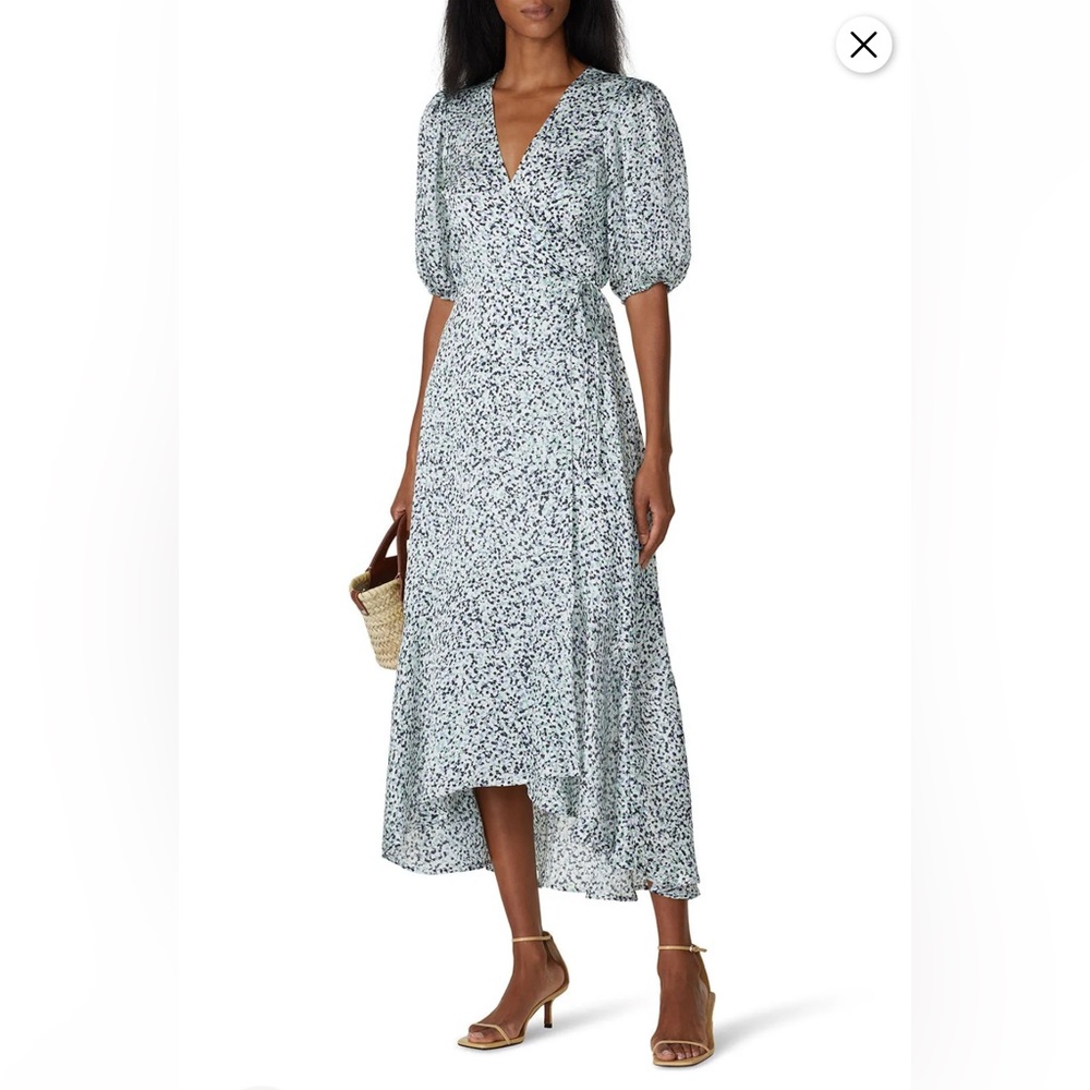 Club Monaco Floral Wrap Midi Dress Puff Sleeve Size 2 NWT